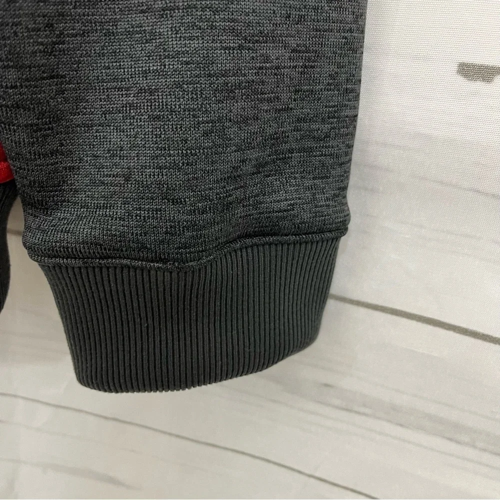 The North Face Red Gray Zipper Quilted Bomber Insulated Jacket